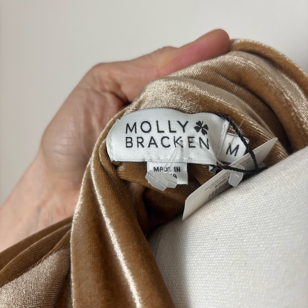 Molly Bracken Velour Blazer Single breasted Notched Lapels 2 Welt Pockets Sz S - Picture 9 of 12